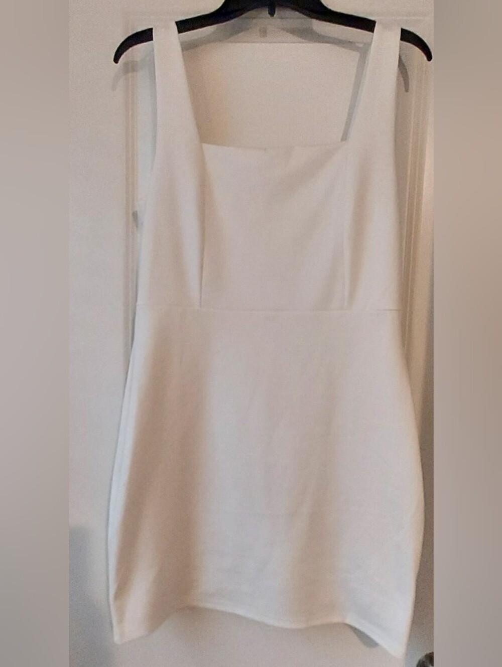 White Fitted Sleeveless Sundress XL Simple Basic Bachelorette Knee Length Dress